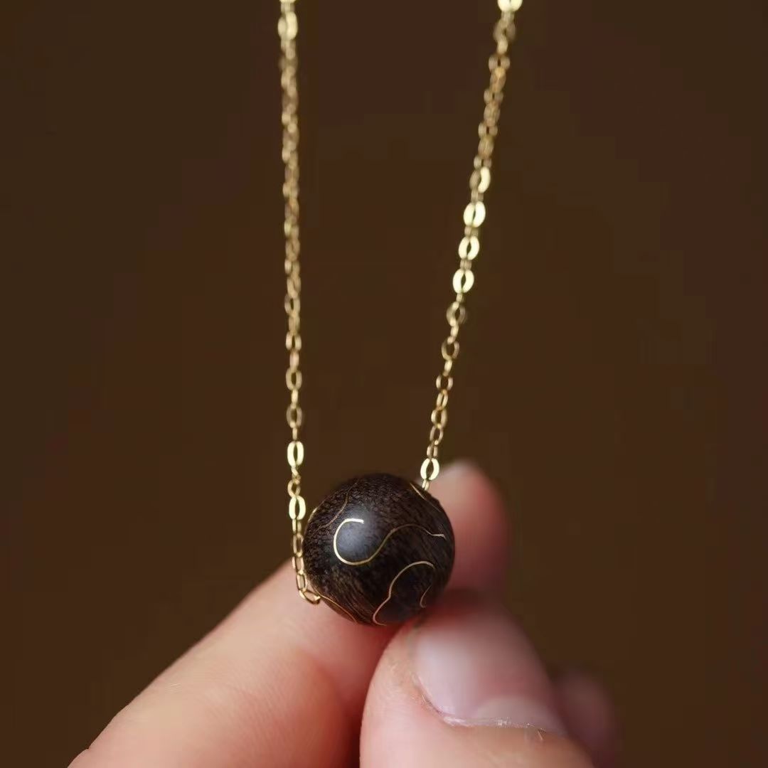 [Agarwood Cloud Pendant] Tambac FILIGREE NECKLACE；AUSPICIOUS CLOUDS pattern pendant；girl's decoration