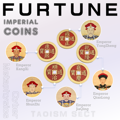[5 Emperors Coin Set] Vermilion copper coin; taoist divination tool; lucky Furtune coins
